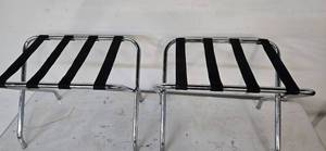 lot 182 image: Four-Strap Foldable Metal Racks (Quantity 2) (Used  From a Shutdown Hotel)