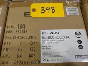 lot 398 image: 3 Pack Elan EL-800-ICLCR-6 Speakers...