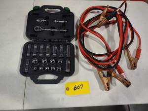 lot 607 image: Metric Socket Set & Jumper Cables...
