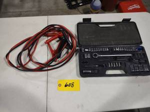 lot 608 image: Standard Socket Set & Jumper Cables...