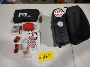 lot 627 image: Lockout Kit & 12 Volt Air Compresso...