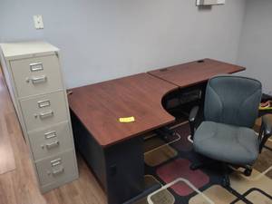 lot 822 image: Desk, Chair, & File Cabinet...