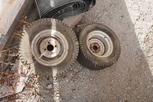 lot 6 image: 2 Dico Brand Golf CartUtility VehicleLawn Mower Turf Tires on 4 Bolt Rims