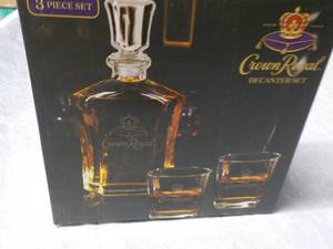 lot 49 image: 3 pc Crown Royal Decanter Set...