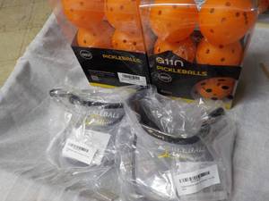lot 157 image: 12 Pickleballs and 2 Visors...