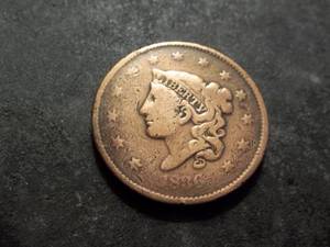 lot 9 image: 1836 Large Cent Coronet Head