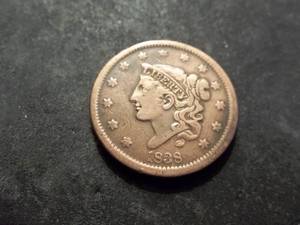 lot 11 image: 1838 Large Cent Coronet Head