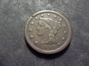 lot 16 image: 1844 Large Cent Braided Hair