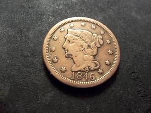 lot 18 image: 1846 Large Cent Braided Hair