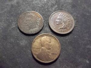 lot 21 image: 1907, 1900 Indians & 1920 Lincoln Cents