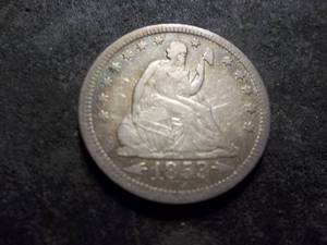 lot 26 image: 1853 Seated Liberty Quarter Dollar With Arrows & Rays