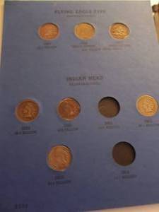 lot 31 image: 1857, 1858 Lg,1858 Small Flying Eagles & 46 Indian Head Set All Unique Dates