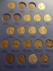 lot 38 image: Partial Collection Of Original Jefferson Nickels 58 Unique Coins In All