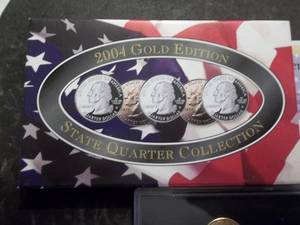 lot 43 image: 2004 Gold Addition State Quarter Collection 24K Layered Gold