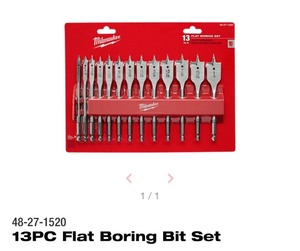 lot 10 image: Milwaukee 13PC Flat Boring Bit Set $69 Retail