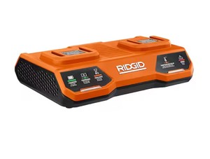 lot 34 image: RIGID- 18V Dual Port Simultaneous Charger $99 Retail