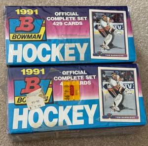 lot 188 image: 2 1991 Bowman Hockey Card Sets