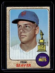 lot 22 image: Tom Seaver 2nd Year 1968 Topps Rookie Cup #45 Vintage Baseball Card