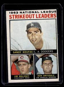 lot 38 image: Sandy Koufax  Don Drysdale 1964 Topps NL Strikeout Leaders #5 Vintage Baseball Card