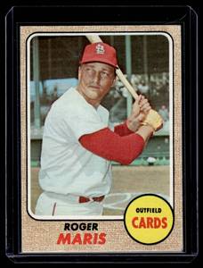 lot 60 image: Roger Maris 1968 Topps #330 Vintage Baseball Card