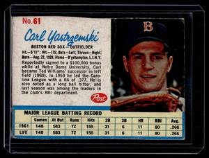 lot 73 image: Carl Yastrzemski 1962 Post #61 Vintage Baseball Card