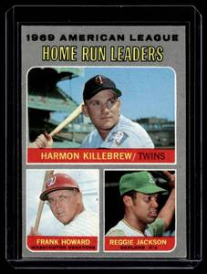 lot 87 image: Harmon Killebrew  Reggie Jackson 2nd Year 1970 Topps AL HR Leaders #66 Vintage Baseball Card