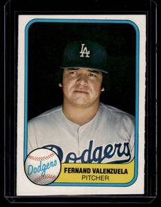 lot 107 image: Fernando Valenzuela RC 1981 Fleer #140 Rookie Vintage Baseball Card