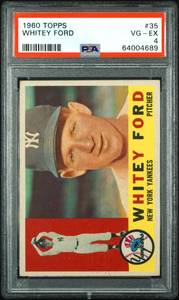 lot 16 image: Whitey Ford PSA 4 1960 Topps #35 Vintage Baseball Card