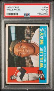 Willie Mays PSA 2 1960 Topps #200 Vintage Baseball Card