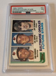 lot 18 image: Cal Ripken Jr. RC PSA 7 NM 1982 Ropps Orioles Future Stars #21 Rookie Vintage Baseball Card