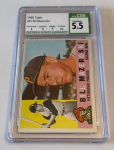 lot 75 image: Bill Mazeroski CSG 5.5 1960 Topps #500 Vintage Baseball Card