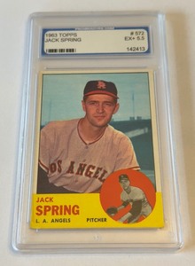 lot 145 image: Jack Spring Graded 5.5 EX 1963 Topps #572 Vintage Baseball Card