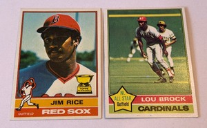 lot 156 image: 1976 Topps 2 Card Star Lot - Brock, Rice Rookie Cup - Vintage Baseball Cards