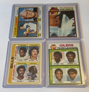 lot 158 image: (4) 1978-79 Topps Football Star Card Lot - Tarkenton, Staubach, Bradhaw, Campbell (rookie year), OJ