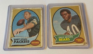 lot 159 image: Bart Starr  Gale Sayers 1970 Topps Football Cards (Low Grade)