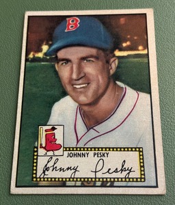 lot 32 image: 1952 Topps Johnny Pesky #15 Vintage Baseball Card