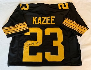 lot 35A image: Damonte Kazee Signed Custom Pittsburgh Steelers Jersey Size XL