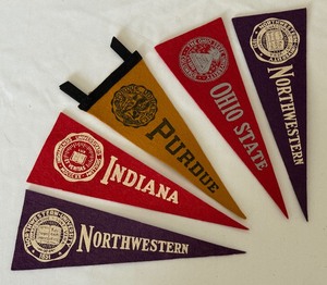 lot 257 image: (5) Mini Pennants - Northwestern, Ohio State, Purdue, Indiana