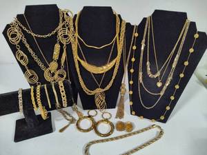 lot 63 image: Lot of Assorted Gold Tone Jewelry