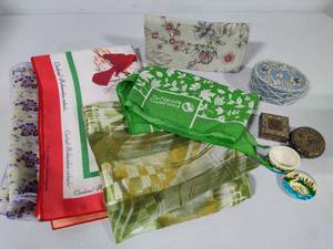 lot 71 image: Ladies Scarves, Checkbook Wallet & Trinket Boxes