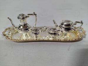 lot 44 image: Silver Plated Miniature Tea & Tray Set