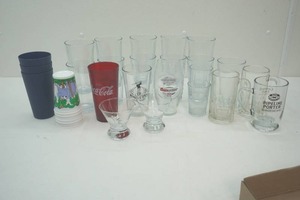 lot 13 image: Glassware. Tumblers, Mugs, Beer Glasses, Poly drinking glasses