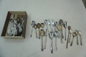 lot 17 image: Serving Spoons, Forks, and Flatware. Some silver-plate