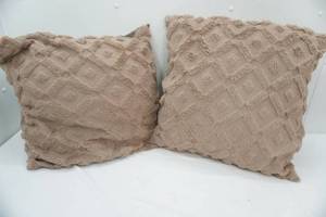 lot 146 image: 2 Large Throw Pillows. Light Brown