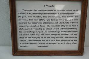 lot 184 image: Attitude Framed Quote. 11x 9