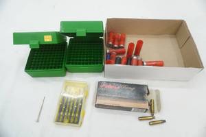 lot 203 image: Empty Brass and Shotgun Shells, Precision Screwdriver Set, Ammo Boxes