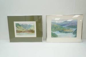 lot 232 image: Watercolor Paintings. 2ct. Framed Matted. 20x16.5 D. Aasland