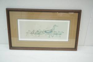 lot 235 image: Gerry Strong Print. Framed, Matted. 26x15 Ducks. Art Print