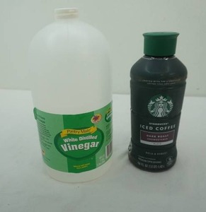 lot 243 image: 48oz Starbucks Iced Coffee Unopened. White Vinegar 14 full