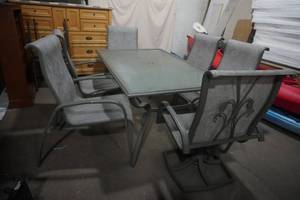 lot 248 image: Glass Patio Table and 6 Chairs